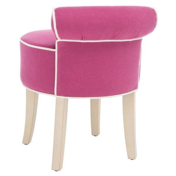 Safavieh Georgia Vanity Stool - Elegant Button-Tufted Design With Birch Legs For Chic Comfort In Any Space Fuchsia / Cream MCR4546R