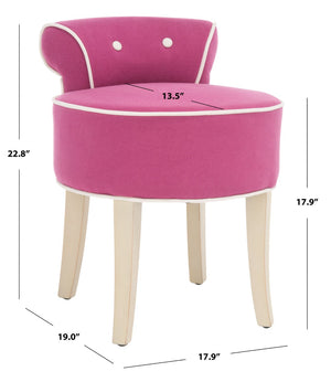 Safavieh Georgia Vanity Stool - Elegant Button-Tufted Design With Birch Legs For Chic Comfort In Any Space Fuchsia / Cream MCR4546R