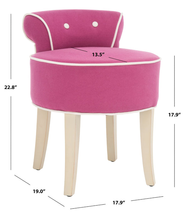Safavieh Georgia Vanity Stool - Elegant Button-Tufted Design With Birch Legs For Chic Comfort In Any Space Fuchsia / Cream MCR4546R