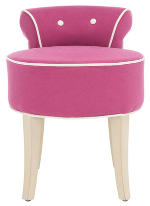 Safavieh Georgia Vanity Stool - Elegant Button-Tufted Design With Birch Legs For Chic Comfort In Any Space Fuchsia / Cream MCR4546R
