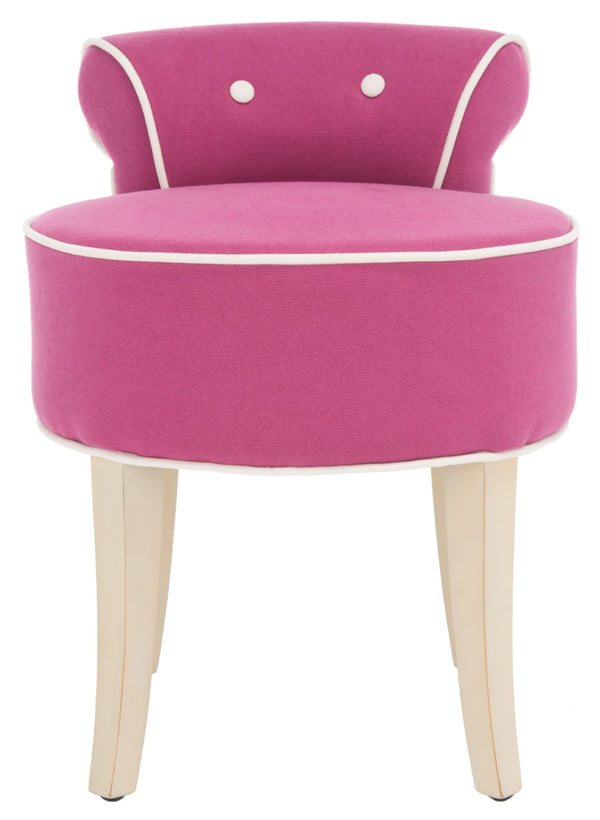 Safavieh Georgia Vanity Stool - Elegant Button-Tufted Design With Birch Legs For Chic Comfort In Any Space Fuchsia / Cream MCR4546R