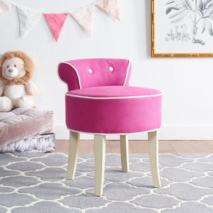Safavieh Georgia Vanity Stool - Elegant Button-Tufted Design With Birch Legs For Chic Comfort In Any Space Fuchsia / Cream MCR4546R