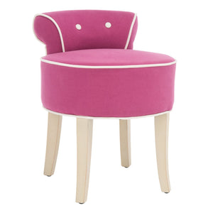 Safavieh Georgia Vanity Stool - Elegant Button-Tufted Design With Birch Legs For Chic Comfort In Any Space Fuchsia / Cream MCR4546R