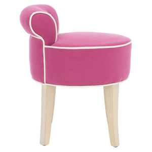 Safavieh Georgia Vanity Stool - Elegant Button-Tufted Design With Birch Legs For Chic Comfort In Any Space Fuchsia / Cream MCR4546R