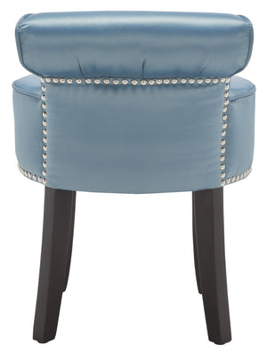 Safavieh Georgia Vanity Stool - Elegant Button-Tufted Design With Birch Legs For Chic Comfort In Any Space Teal MCR4546S