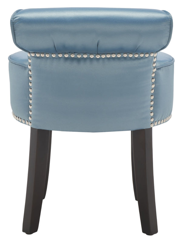 Safavieh Georgia Vanity Stool - Elegant Button-Tufted Design With Birch Legs For Chic Comfort In Any Space Teal MCR4546S