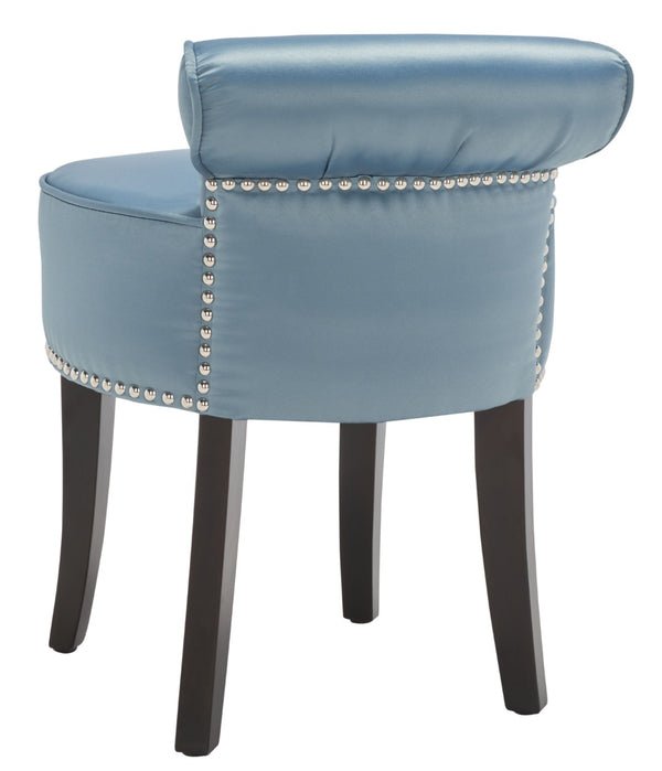 Safavieh Georgia Vanity Stool - Elegant Button-Tufted Design With Birch Legs For Chic Comfort In Any Space Teal MCR4546S