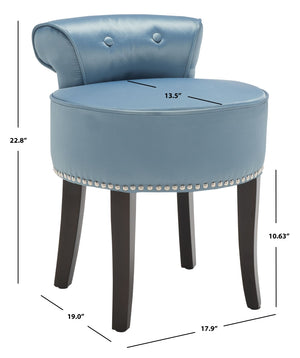 Safavieh Georgia Vanity Stool - Elegant Button-Tufted Design With Birch Legs For Chic Comfort In Any Space Teal MCR4546S