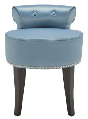 Safavieh Georgia Vanity Stool - Elegant Button-Tufted Design With Birch Legs For Chic Comfort In Any Space Teal MCR4546S