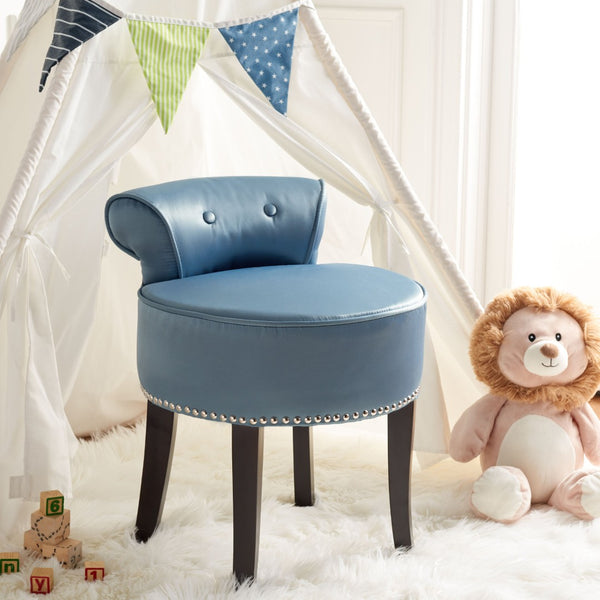 Safavieh Georgia Vanity Stool - Elegant Button-Tufted Design With Birch Legs For Chic Comfort In Any Space Teal MCR4546S