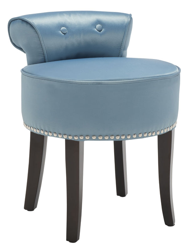 Safavieh Georgia Vanity Stool - Elegant Button-Tufted Design With Birch Legs For Chic Comfort In Any Space Teal MCR4546S