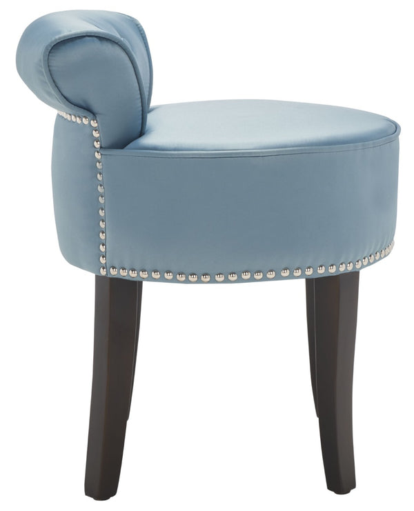 Safavieh Georgia Vanity Stool - Elegant Button-Tufted Design With Birch Legs For Chic Comfort In Any Space Teal MCR4546S