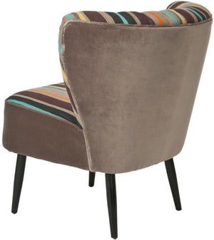 Safavieh Morgan Accent Chair - Cheerful Mid-Century Modern Design With Striped Upholstery And Birch Legs Multi / Mushroom MCR4548A