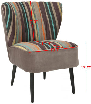 Safavieh Morgan Accent Chair - Cheerful Mid-Century Modern Design With Striped Upholstery And Birch Legs Multi / Mushroom MCR4548A