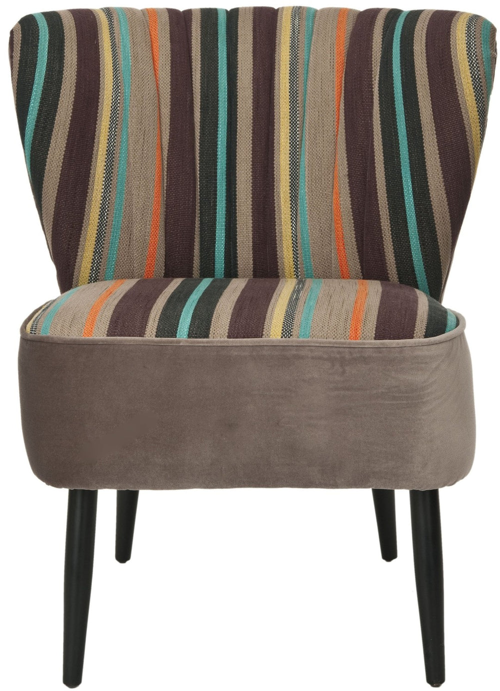 Safavieh Morgan Accent Chair - Cheerful Mid-Century Modern Design With Striped Upholstery And Birch Legs Multi / Mushroom MCR4548A