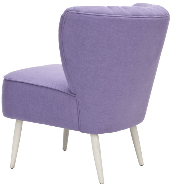 Safavieh Morgan Accent Chair - Cheerful Mid-Century Modern Design With Striped Upholstery And Birch Legs Purple MCR4548C