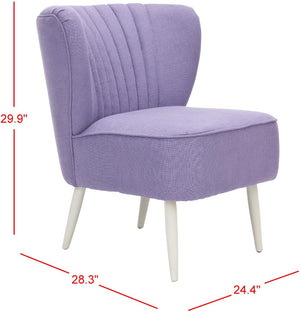 Safavieh Morgan Accent Chair - Cheerful Mid-Century Modern Design With Striped Upholstery And Birch Legs Purple MCR4548C