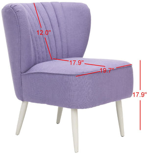 Safavieh Morgan Accent Chair - Cheerful Mid-Century Modern Design With Striped Upholstery And Birch Legs Purple MCR4548C