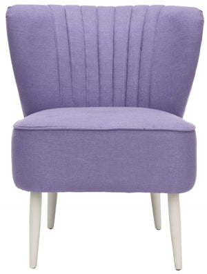Safavieh Morgan Accent Chair - Cheerful Mid-Century Modern Design With Striped Upholstery And Birch Legs Purple MCR4548C