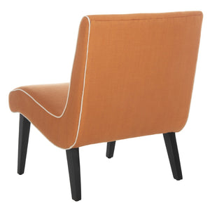 Safavieh Mandell Accent Chair - Mid-Century Modern Design With Button-Tufted Back For Stylish Home Decor Orange/Black MCR4552A