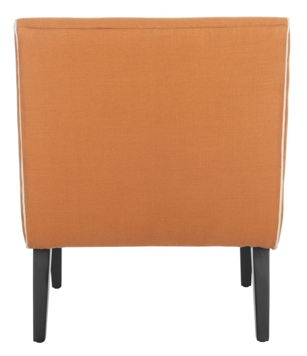 Safavieh Mandell Accent Chair - Mid-Century Modern Design With Button-Tufted Back For Stylish Home Decor Orange/Black MCR4552A