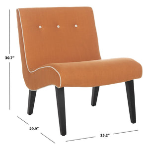 Safavieh Mandell Accent Chair - Mid-Century Modern Design With Button-Tufted Back For Stylish Home Decor Orange/Black MCR4552A