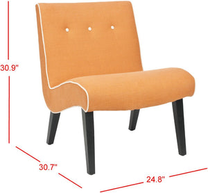 Safavieh Mandell Accent Chair - Mid-Century Modern Design With Button-Tufted Back For Stylish Home Decor Orange/Black MCR4552A