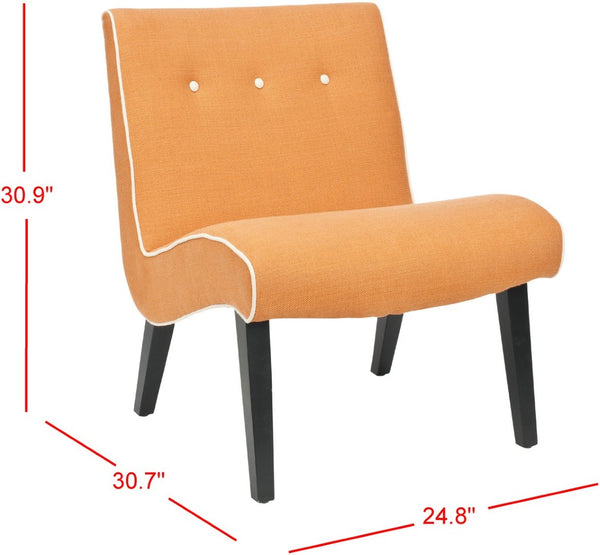 Safavieh Mandell Accent Chair - Mid-Century Modern Design With Button-Tufted Back For Stylish Home Decor Orange/Black MCR4552A