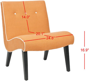 Safavieh Mandell Accent Chair - Mid-Century Modern Design With Button-Tufted Back For Stylish Home Decor Orange/Black MCR4552A