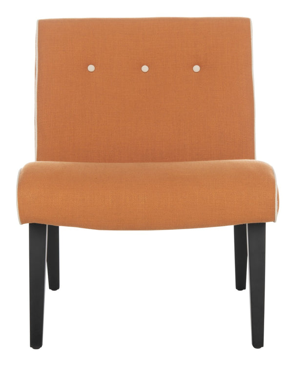 Safavieh Mandell Accent Chair - Mid-Century Modern Design With Button-Tufted Back For Stylish Home Decor Orange/Black MCR4552A