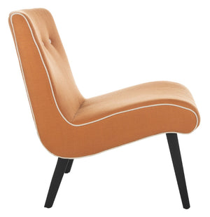 Safavieh Mandell Accent Chair - Mid-Century Modern Design With Button-Tufted Back For Stylish Home Decor Orange/Black MCR4552A