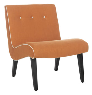 Safavieh Mandell Accent Chair - Mid-Century Modern Design With Button-Tufted Back For Stylish Home Decor Orange/Black MCR4552A