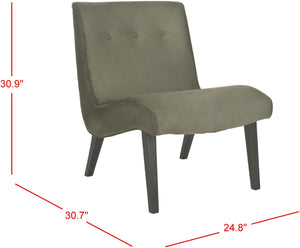 Safavieh Mandell Accent Chair - Mid-Century Modern Design With Button-Tufted Back For Stylish Home Decor Forest Green MCR4552D