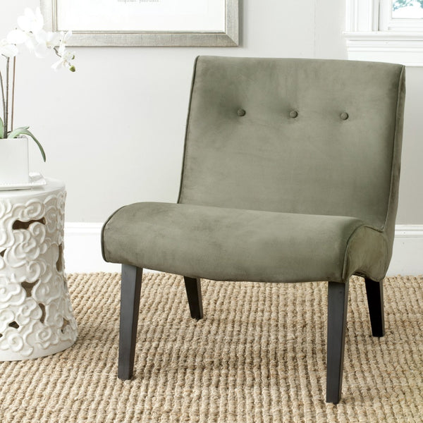 Safavieh Mandell Accent Chair - Mid-Century Modern Design With Button-Tufted Back For Stylish Home Decor Forest Green MCR4552D