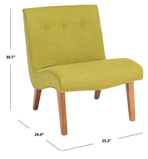 Safavieh Mandell Accent Chair In Sweet Pea Green – Mid-Century Modern Design With Button-Tufted Backrest MCR4552E