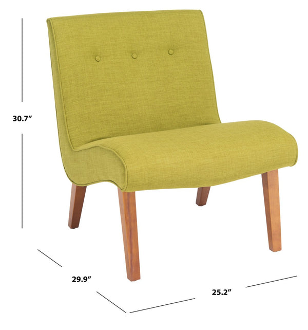 Safavieh Mandell Accent Chair In Sweet Pea Green – Mid-Century Modern Design With Button-Tufted Backrest MCR4552E