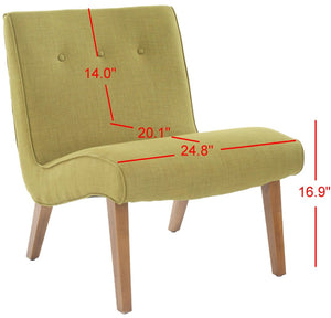 Safavieh Mandell Accent Chair In Sweet Pea Green – Mid-Century Modern Design With Button-Tufted Backrest MCR4552E