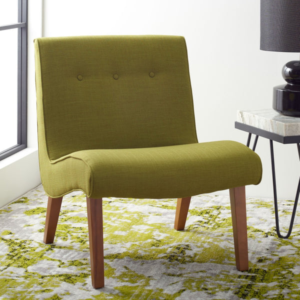 Safavieh Mandell Accent Chair In Sweet Pea Green – Mid-Century Modern Design With Button-Tufted Backrest MCR4552E