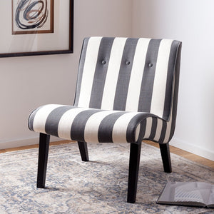 Safavieh Mandell Accent Chair - Mid-Century Modern Design With Button-Tufted Back For Stylish Home Decor Black / White MCR4552F