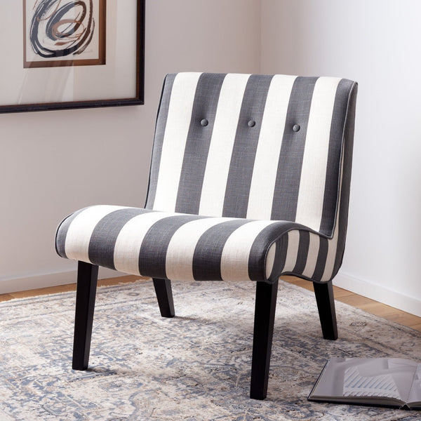 Safavieh Mandell Accent Chair - Mid-Century Modern Design With Button-Tufted Back For Stylish Home Decor Black / White MCR4552F