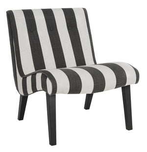 Safavieh Mandell Accent Chair - Mid-Century Modern Design With Button-Tufted Back For Stylish Home Decor Black / White MCR4552F