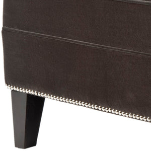 Safavieh Charlotte Chaise Lounge - Elegant Graphite Cotton Velour With Silver Nailhead Trim For Any Space MCR4555A