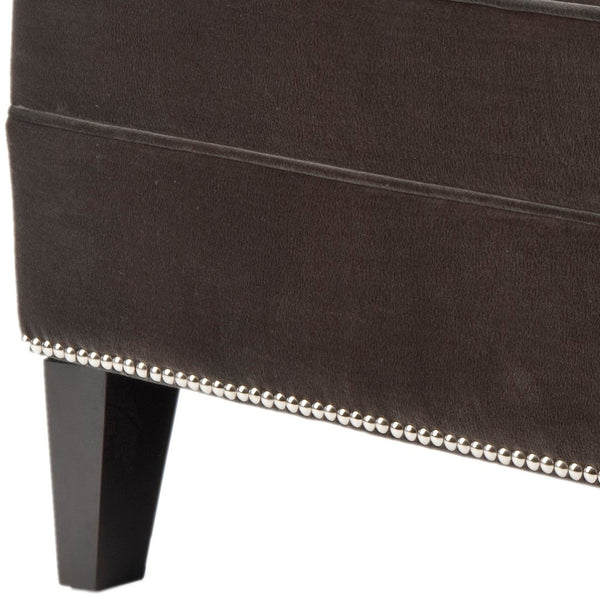 Safavieh Charlotte Chaise Lounge - Elegant Graphite Cotton Velour With Silver Nailhead Trim For Any Space MCR4555A
