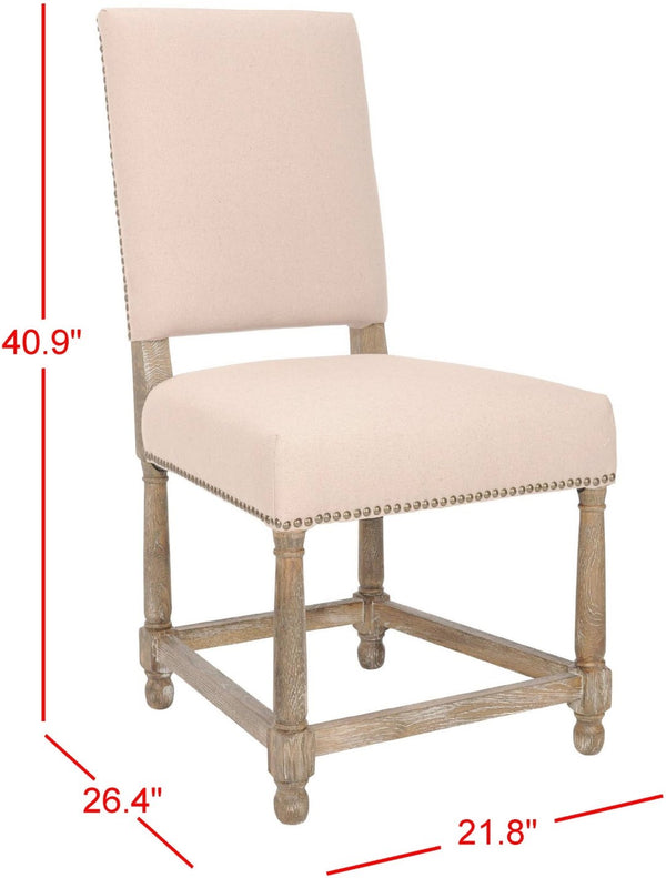 Safavieh Faxon Side Chairs In Taupe - Elegant Linen Upholstery With Sturdy Dark Oak Legs For Any Space Taupe Wood,Fabric,Foam,Metal Mcr4557a-set2