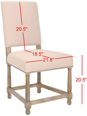 Safavieh Faxon Side Chairs In Taupe - Elegant Linen Upholstery With Sturdy Dark Oak Legs For Any Space Taupe Wood,Fabric,Foam,Metal Mcr4557a-set2
