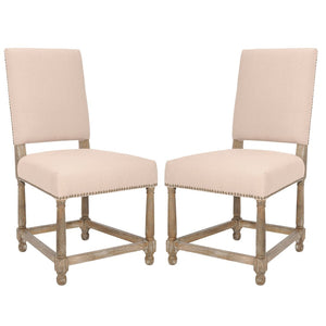 Safavieh Faxon Side Chairs In Taupe - Elegant Linen Upholstery With Sturdy Dark Oak Legs For Any Space Taupe Wood,Fabric,Foam,Metal Mcr4557a-set2