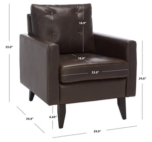 Safavieh Mid Century Modern Caleb Club Chair – Elegant Design, Plush Comfort, Perfect For Any Living Space Antique Brown MCR4569C