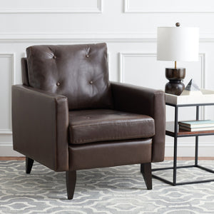 Safavieh Mid Century Modern Caleb Club Chair – Elegant Design, Plush Comfort, Perfect For Any Living Space Antique Brown MCR4569C