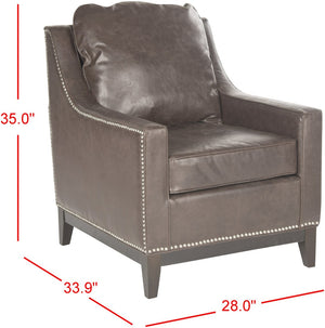 Safavieh Colton Club Chair - Transitional Antique Brown Pu Leather Accent Chair With Plush Comfort & Elegance MCR4570C