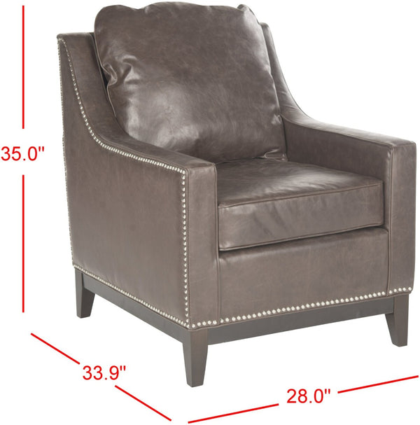 Safavieh Colton Club Chair - Transitional Antique Brown Pu Leather Accent Chair With Plush Comfort & Elegance MCR4570C